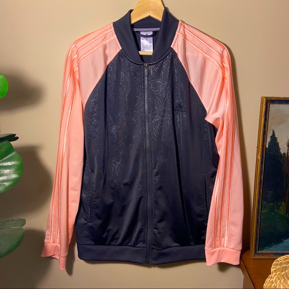 Adidas Embossed Floral Full-Zip Track Jacket